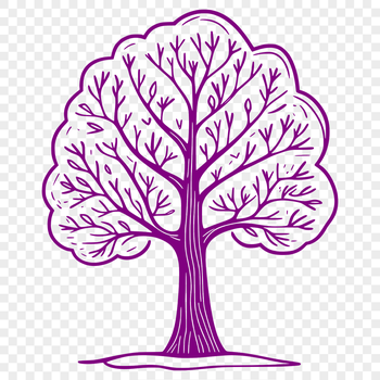 A simple line art illustration of a single tree with branches and trunk in a flat design style.