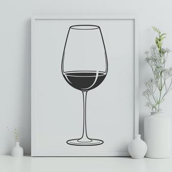 A high-quality illustration of a wine glass filled with red wine.