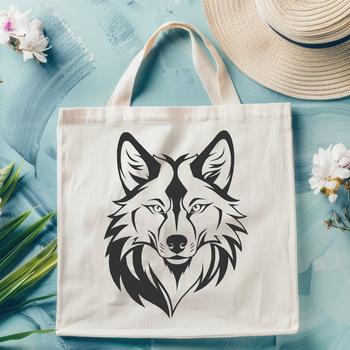 A wolf's head rendered as a vector graphic, suitable for cutting machines or print design.
