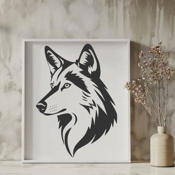 A digital illustration of a wolf's head, created as a vector graphic for various design applications.