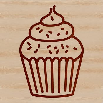 Vector graphic design of a single serving dessert cake on a plate.