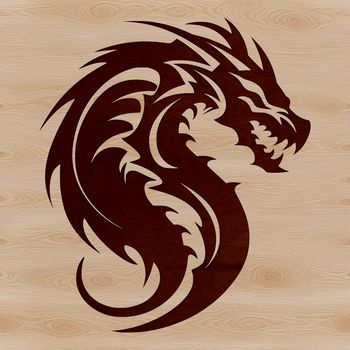 A large, fire-breathing dragon with scales and wings, suitable for vector art designs.