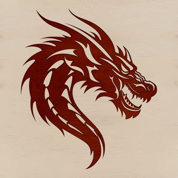 A detailed illustration of a mythical creature's head, designed as a vector graphic for crafting and design projects.