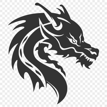 Mythical dragon with scaly head, suitable for vector design and cutting machine templates.