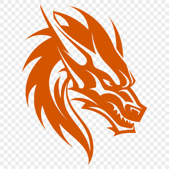 A detailed illustration of a mythical creature's head with dragon-like features.