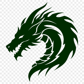 A vector graphic design featuring a fire-breathing dragon's face with detailed texture.