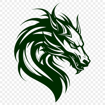 A detailed illustration of a mythical creature's head, designed as vector art suitable for various design applications.