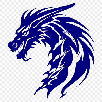 An illustration of a dragon, featuring intricate details suitable for cutting machine stencils or vector design projects.