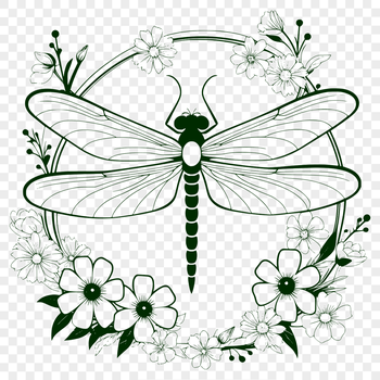 A colorful dragonfly design with intricate details, suitable for vector graphics.