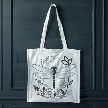 A vector design of a dragonfly with delicate floral elements and detailed features.