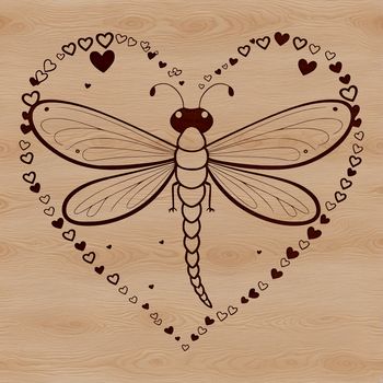 A colorful dragonfly illustration with heart details, suitable for digital use in graphic design.