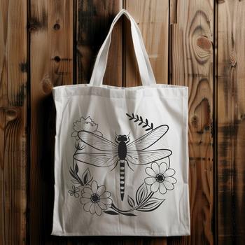 A vibrant illustration of a dragonfly perched on a floral stem, suitable for vector art and graphic design projects.