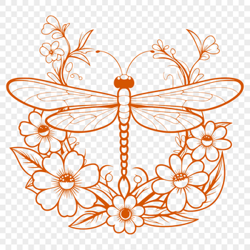 A colorful dragonfly illustration featuring intricate floral patterns.