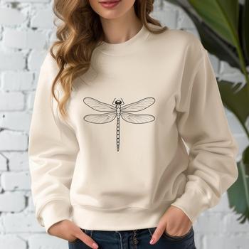 An illustration of a dragonfly in flight, created as a vector graphic.