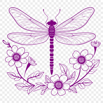 A colorful illustration of a dragonfly with intricate details and bold lines, suitable for use in various design projects.