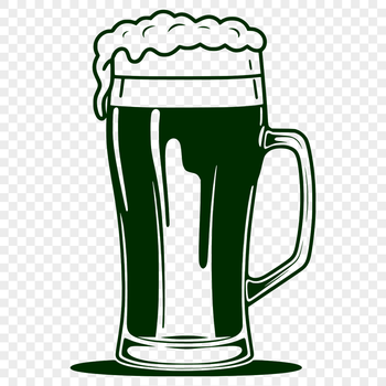 A graphic illustration of a beer in a glass, designed as vector art for digital use.