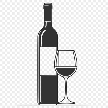 A single glass filled with red wine on a table, next to a partially visible bottle.