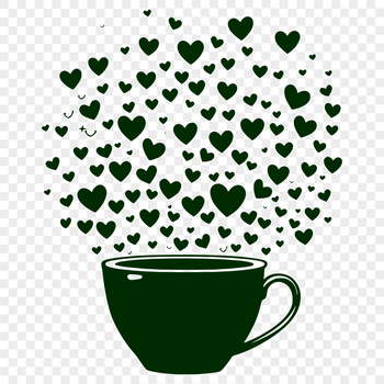 A vector illustration of a coffee cup with love hearts pattern.