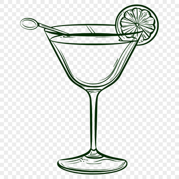 A digital illustration of a cocktail in a glass, designed as vector art for graphic designs.