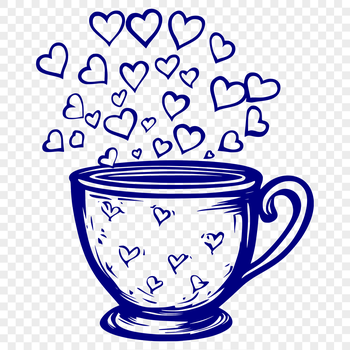 A simple cup design with interlocking love hearts, suitable for various uses including printing and cutting.