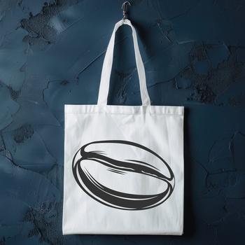 Illustrated vector graphic of a single coffee bean with detailed texture.