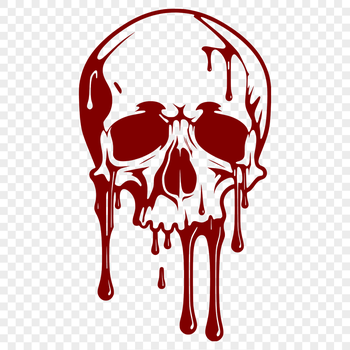 A Gothic-inspired illustration of a dripping skull, suitable for Halloween-themed designs.