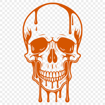 A gothic-style dripping skull illustration suitable for Halloween decorations or designs.