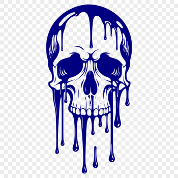 A detailed illustration of a skull with dripping liquid, suitable for graphic design and vector art projects.