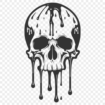 A detailed illustration of a dripping skull in gothic style, suitable for various digital formats including vector art.