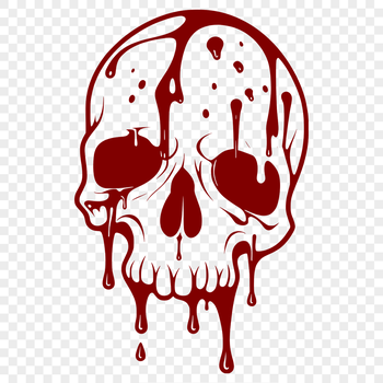 A gothic-inspired illustration of a dripping skull, suitable for Halloween decorations or artwork.