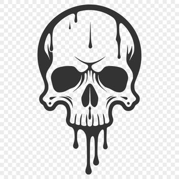 A decorative dripping skull design, suitable for Halloween and gothic themes.