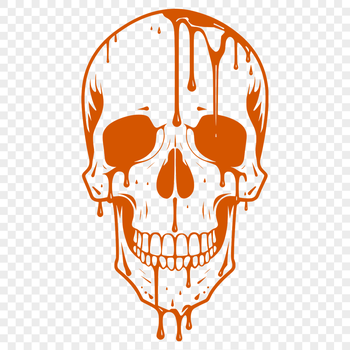 A detailed vector design of a dripping skull with intricate details suitable for various applications.