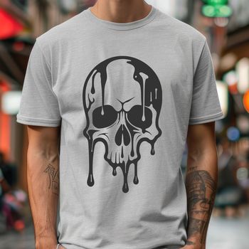 A vector design of a dripping skull with intricate details, suitable for Halloween decorations or gothic-inspired art.