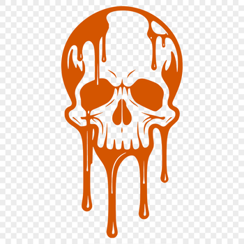 A digital illustration of a dripping skull, suitable for use in vector graphics and designs.