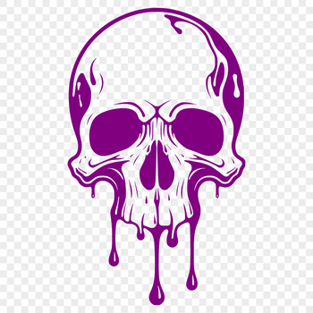 A stylized illustration of a skull with dripping liquid effects, suitable for use in vector graphic designs.