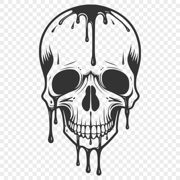 A gothic-style dripping skull design in vector format.
