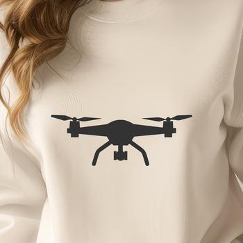 A minimalist vector illustration of a drone in flight, suitable for digital design projects.