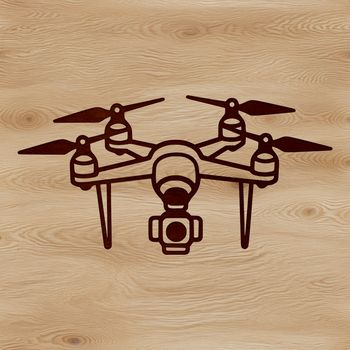 A simple line drawing illustration of an unmanned aerial vehicle (UAV) with wings outstretched.