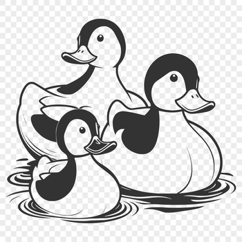 A simple line drawing of a duck with feathers and beak.