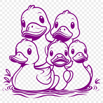 A vector illustration of a duck in various poses to be used as clip art.