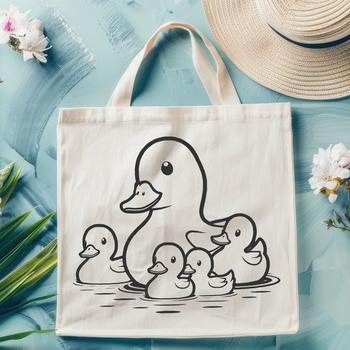 A simple illustration of a white duck standing on water, suitable for vector design and cutting machine projects.