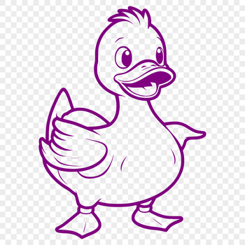 A simple illustration of a duck with bold lines and colorful feathers.