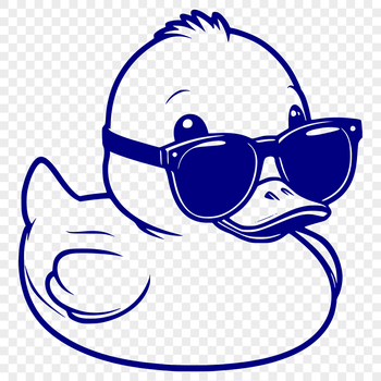 A smiling duck wearing trendy sunglasses in a digital vector format.