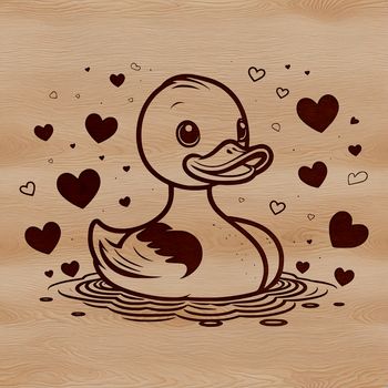 A stylized illustration of a duck in a simple design.