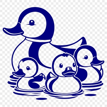 A colorful illustration of a duck standing on the water's edge.