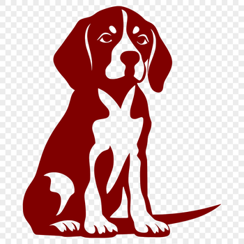 A sitting Beagle with floppy ears and a wagging tail, depicted in vector art style.