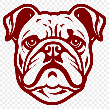 A detailed illustration of a bulldog's head from the side, suitable for vector design and cutting machine applications.