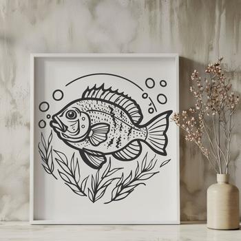 A detailed illustration of a full-body fish with distinctive markings, ideal for crafting or design projects.