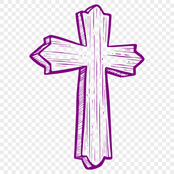A simple vector design representation of a crucifix, a traditional Christian symbol.