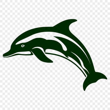 A detailed illustration of a dolphin in full body form, suitable for various uses including clip art and vector design.